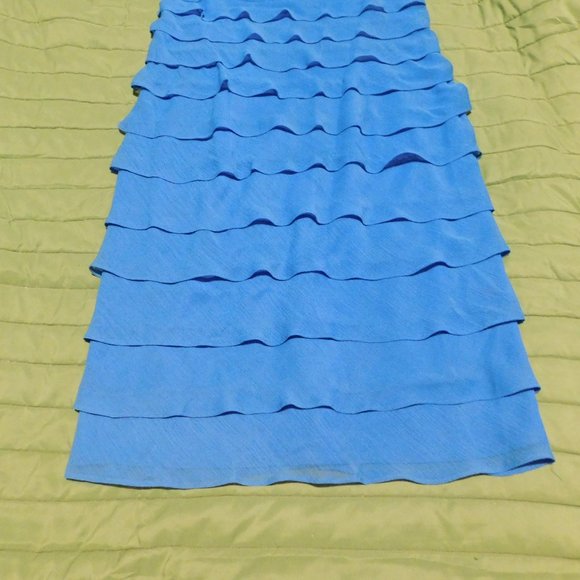 Frilly Blue Dress by London Times sz 10 EUC - Picture 4 of 7